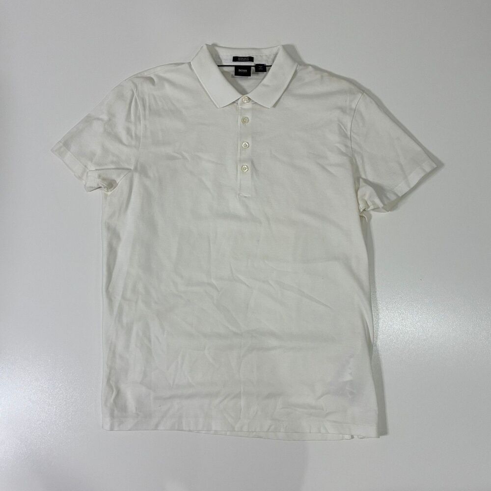 BOSS Hugo Boss Regular Fit Mercerised Polo Shirt White L